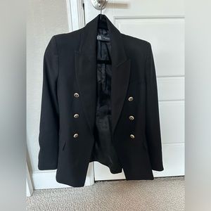 Zara Tailored Double Breasted Blazer, Black XS